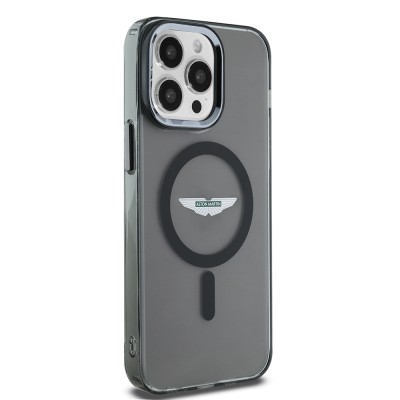 Apple iPhone 14 Pro Max Case Aston Martin Original Licensed Magsafe Charging Feature IML Printing Logo Metal Button Cover  - 4