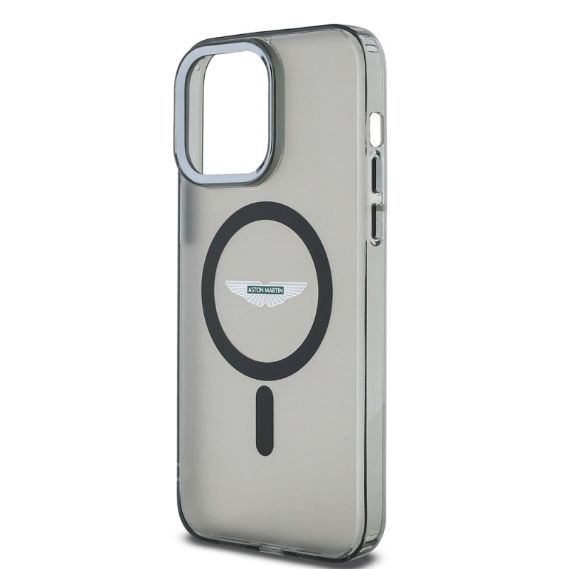 Apple iPhone 14 Pro Max Case Aston Martin Original Licensed Magsafe Charging Feature IML Printing Logo Metal Button Cover  - 5