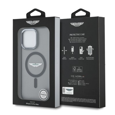Apple iPhone 14 Pro Max Case Aston Martin Original Licensed Magsafe Charging Feature IML Printing Logo Metal Button Cover  - 9