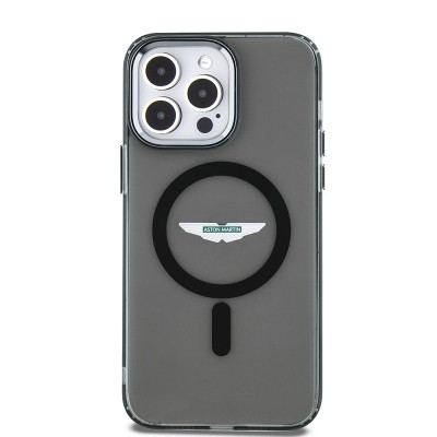 Apple iPhone 14 Pro Max Case Aston Martin Original Licensed Magsafe Charging Feature IML Printing Logo Metal Button Cover  - 2