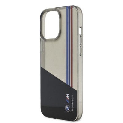 Apple iPhone 14 Pro Max Case BMW Original Licensed Semi-Transparent M Design Striped Cover - 7