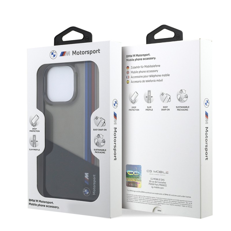 Apple iPhone 14 Pro Max Case BMW Original Licensed Semi-Transparent M Design Striped Cover - 9