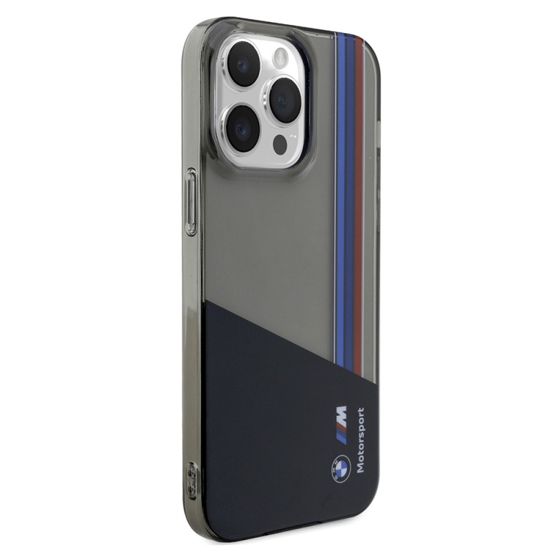 Apple iPhone 14 Pro Max Case BMW Original Licensed Semi-Transparent M Design Striped Cover - 5