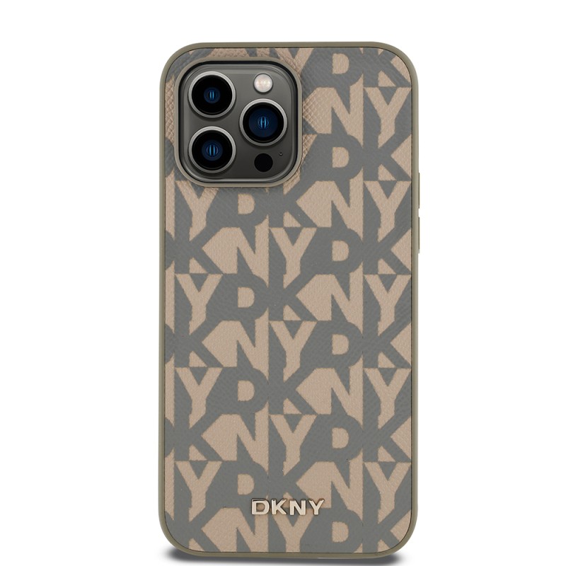 Apple iPhone 14 Pro Max Case DKNY Original Licensed Magsafe Charging Feature 3D Written Grid Pattern Cover - 1