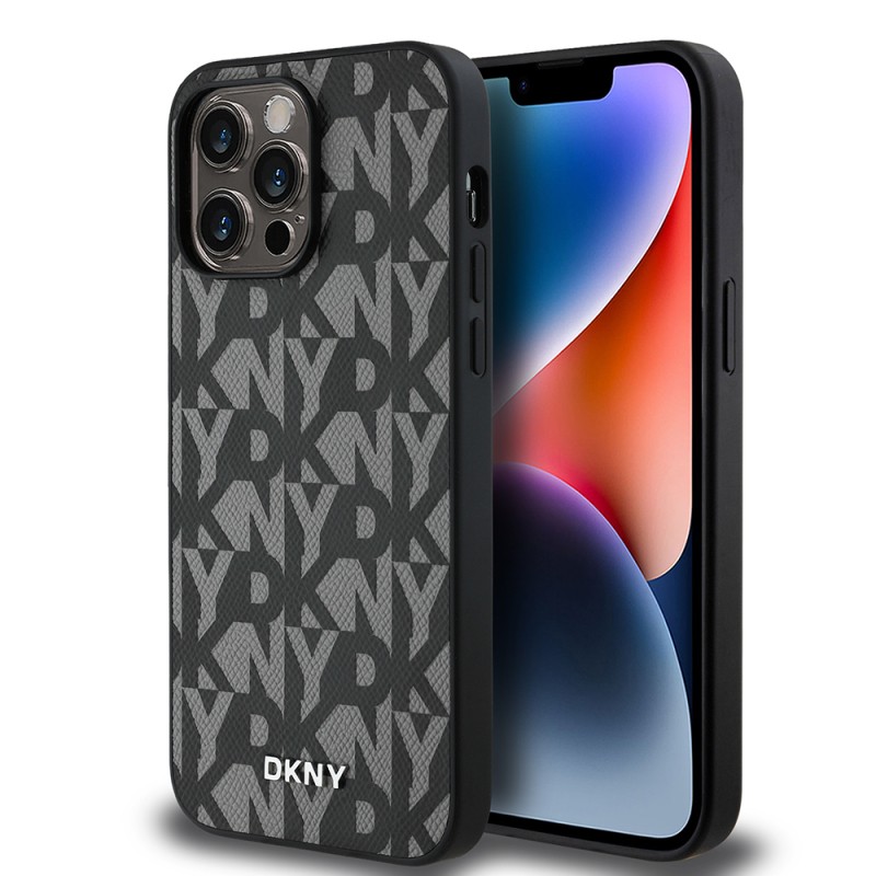 Apple iPhone 14 Pro Max Case DKNY Original Licensed Magsafe Charging Feature 3D Written Grid Pattern Cover - 10
