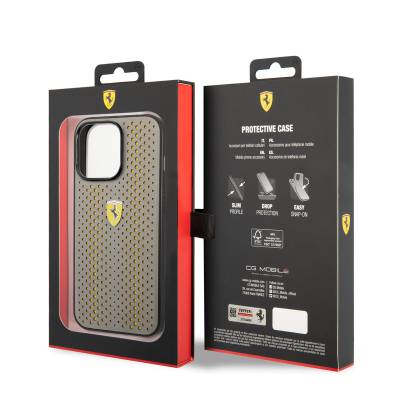 Apple iPhone 14 Pro Max Case Ferrari Leather Yellow Dotted Design Cover - 9