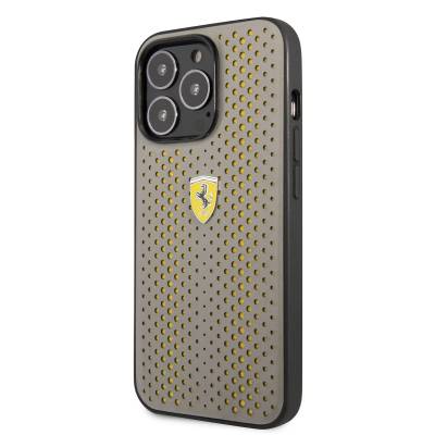 Apple iPhone 14 Pro Max Case Ferrari Leather Yellow Dotted Design Cover - 3
