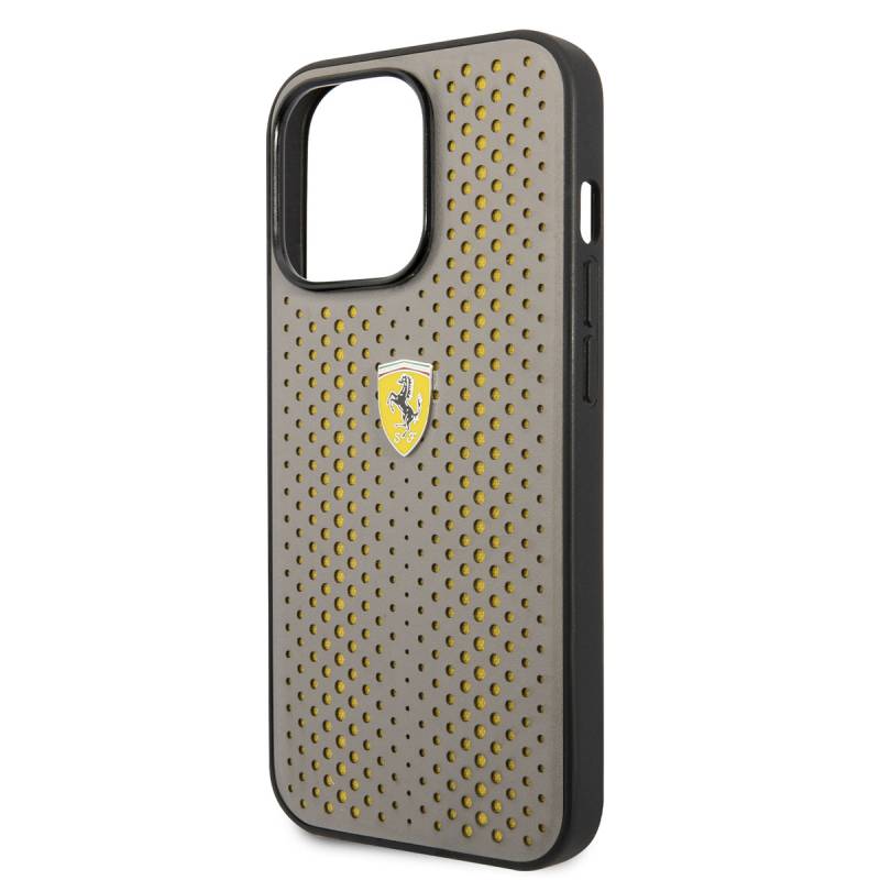 Apple iPhone 14 Pro Max Case Ferrari Leather Yellow Dotted Design Cover - 8