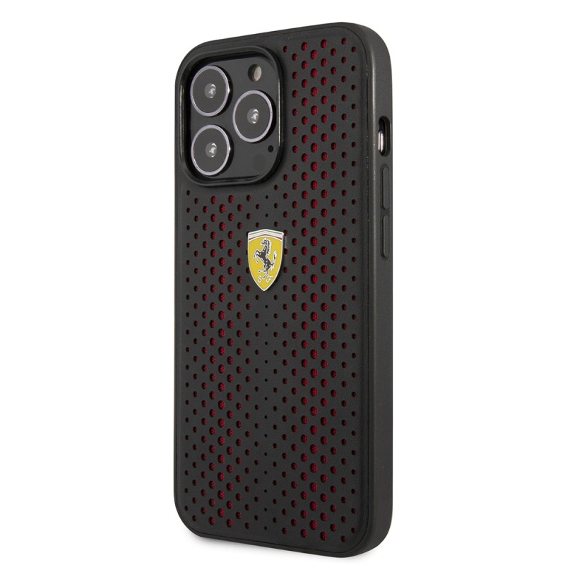 Apple iPhone 14 Pro Max Case Ferrari Leather Yellow Dotted Design Cover - 10