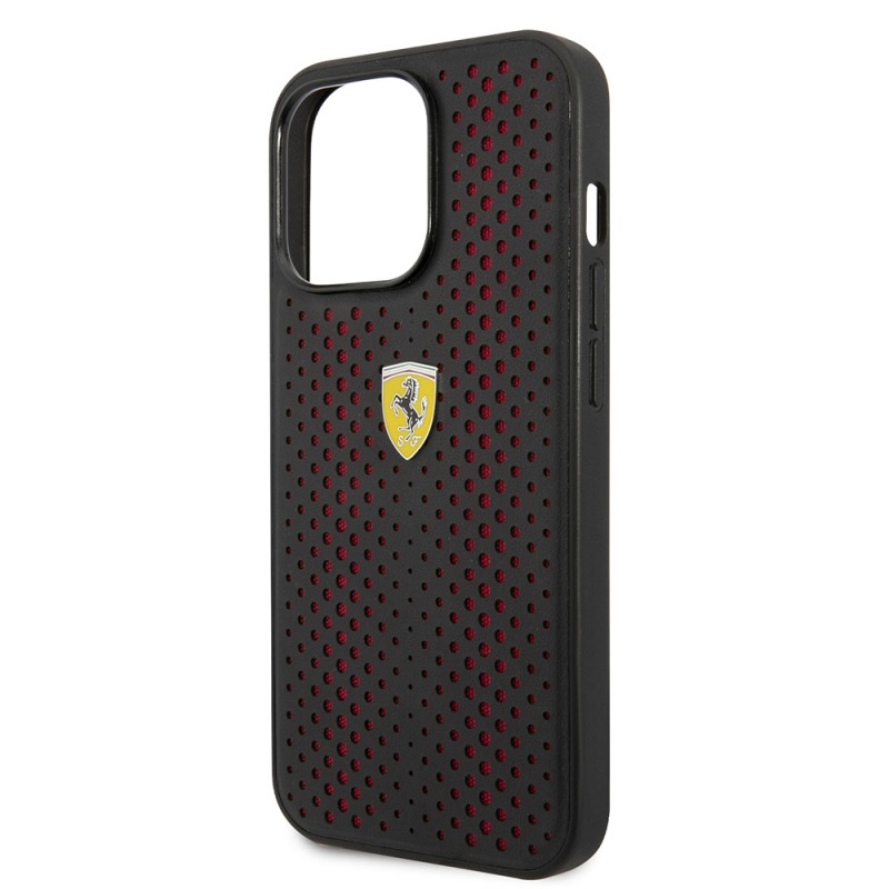 Apple iPhone 14 Pro Max Case Ferrari Leather Yellow Dotted Design Cover - 14