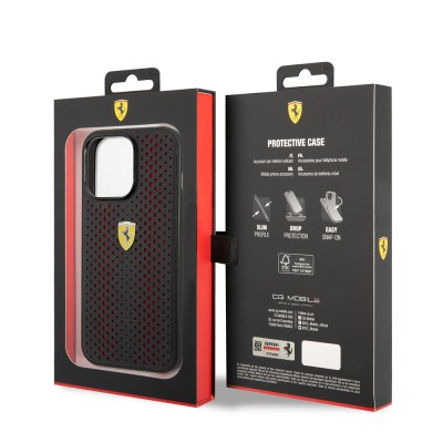 Apple iPhone 14 Pro Max Case Ferrari Leather Yellow Dotted Design Cover - 16
