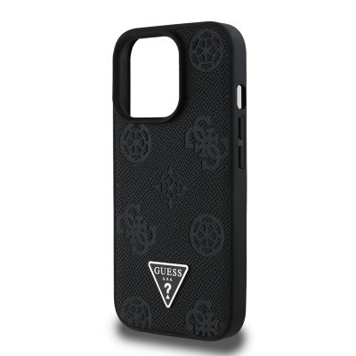 Apple iPhone 14 Pro Max Case Guess Original Licensed Magsafe Charging Feature Hot Printed Triangle Logo PU Leather Peony Cover - 6