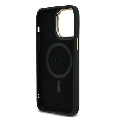 Apple iPhone 14 Pro Max Case Guess Original Licensed PU Leather Stone Triangle Logo 4G Patterned Camera Stand Cover - 17