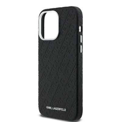 Apple iPhone 14 Pro Max Case Karl Lagerfeld Original Licensed PU Leather Stamped Metal Letter Logo Cover - 7