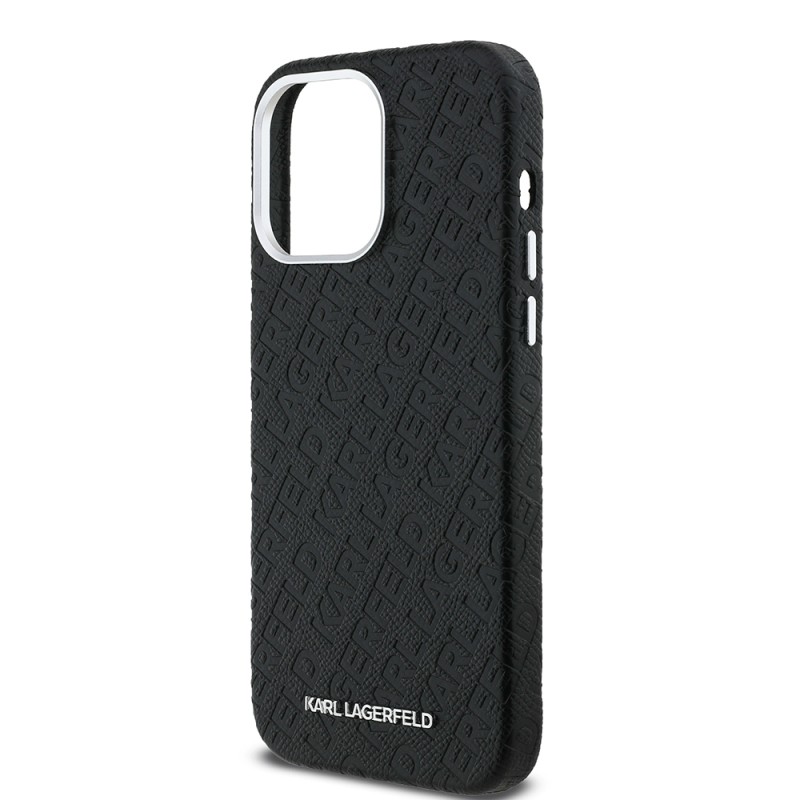 Apple iPhone 14 Pro Max Case Karl Lagerfeld Original Licensed PU Leather Stamped Metal Letter Logo Cover - 7