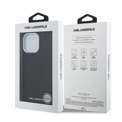 Apple iPhone 14 Pro Max Case Karl Lagerfeld Original Licensed PU Leather Stamped Metal Letter Logo Cover - 9