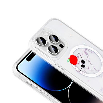 Apple iPhone 14 Pro Max Case M-Safe Charging Transparent Zore Folk Hard Cover - 13