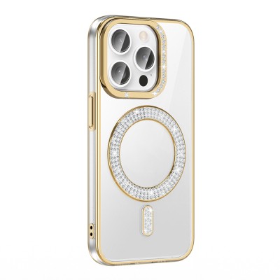 Apple iPhone 14 Pro Max Case Magsafe Charging Feature Diamond Stone Design Zore Karetta Silicone Cover - 3