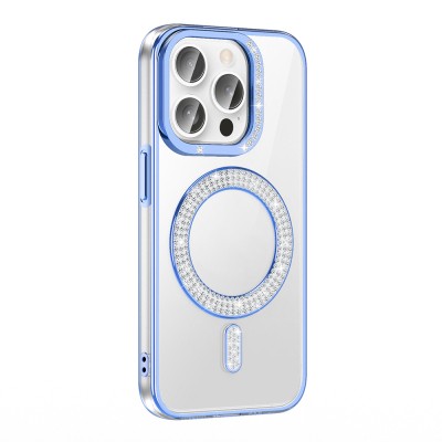 Apple iPhone 14 Pro Max Case Magsafe Charging Feature Diamond Stone Design Zore Karetta Silicone Cover - 6