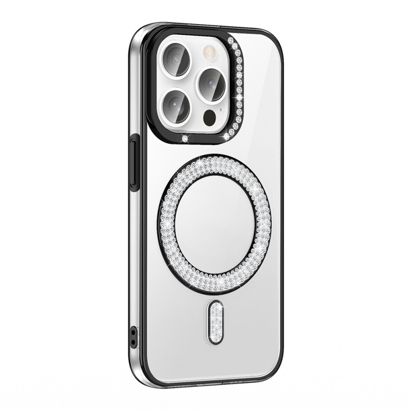 Apple iPhone 14 Pro Max Case Magsafe Charging Feature Diamond Stone Design Zore Karetta Silicone Cover - 7