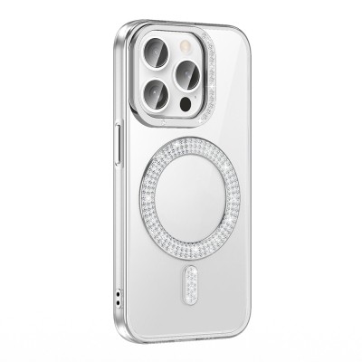 Apple iPhone 14 Pro Max Case Magsafe Charging Feature Diamond Stone Design Zore Karetta Silicone Cover - 2