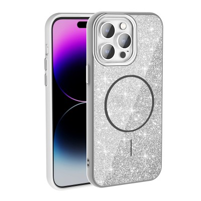 Apple iPhone 14 Pro Max Case Magsafe Charging Feature Shining Glitter Zore Okso Cover - 12