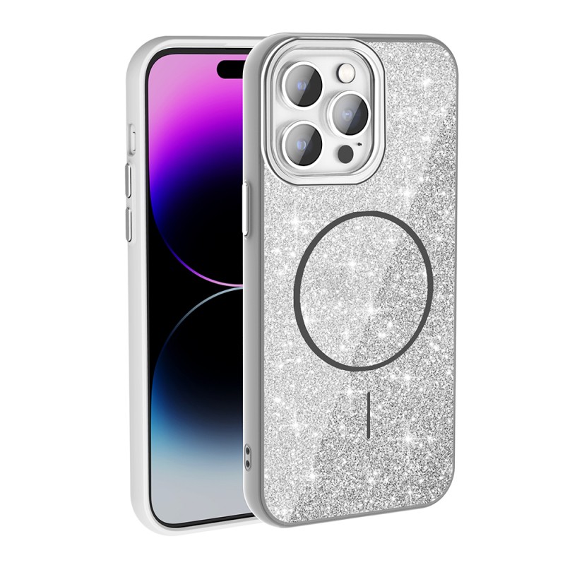 Apple iPhone 14 Pro Max Case Magsafe Charging Feature Shining Glitter Zore Okso Cover - 12