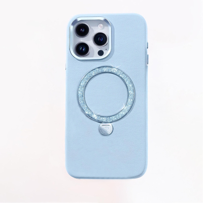 Apple iPhone 14 Pro Max Case Magsafe Charging Stand Artificial Leather Design Pynana Dancing Circle Series Cover - Pynana