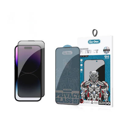 Apple iPhone 14 Pro Max Go Des 9D Full Cover Privacy Tempered Glass Screen Protector - Go Des