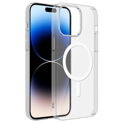 Apple iPhone 14 Pro Max Kamera Korumalı M-Safe Şarj Özellikli Şeffaf Zore London Sert PC Kapak - 2