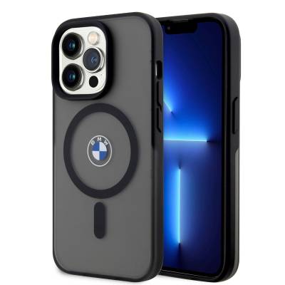 Apple iPhone 14 Pro Max Kılıf BMW M-safe Şarj Özellikli Transparan Logolu İmza Dizayn Kapak - BMW