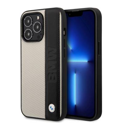 Apple iPhone 14 Pro Max Kılıf BMW Orjinal Lisanslı Deri Dokulu Çizgili Dizayn Kapak - BMW
