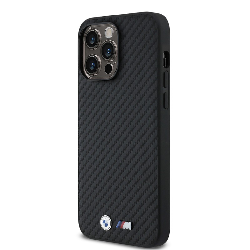 Apple iPhone 14 Pro Max Kılıf BMW Orjinal Lisanslı Karbon Fiber Tasarımlı ve Metal Logolu PU Deri Kapak - 3