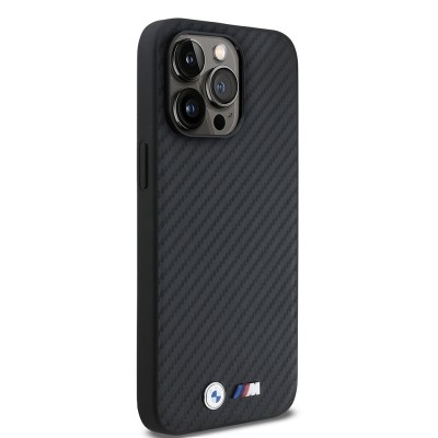 Apple iPhone 14 Pro Max Kılıf BMW Orjinal Lisanslı Karbon Fiber Tasarımlı ve Metal Logolu PU Deri Kapak - 5