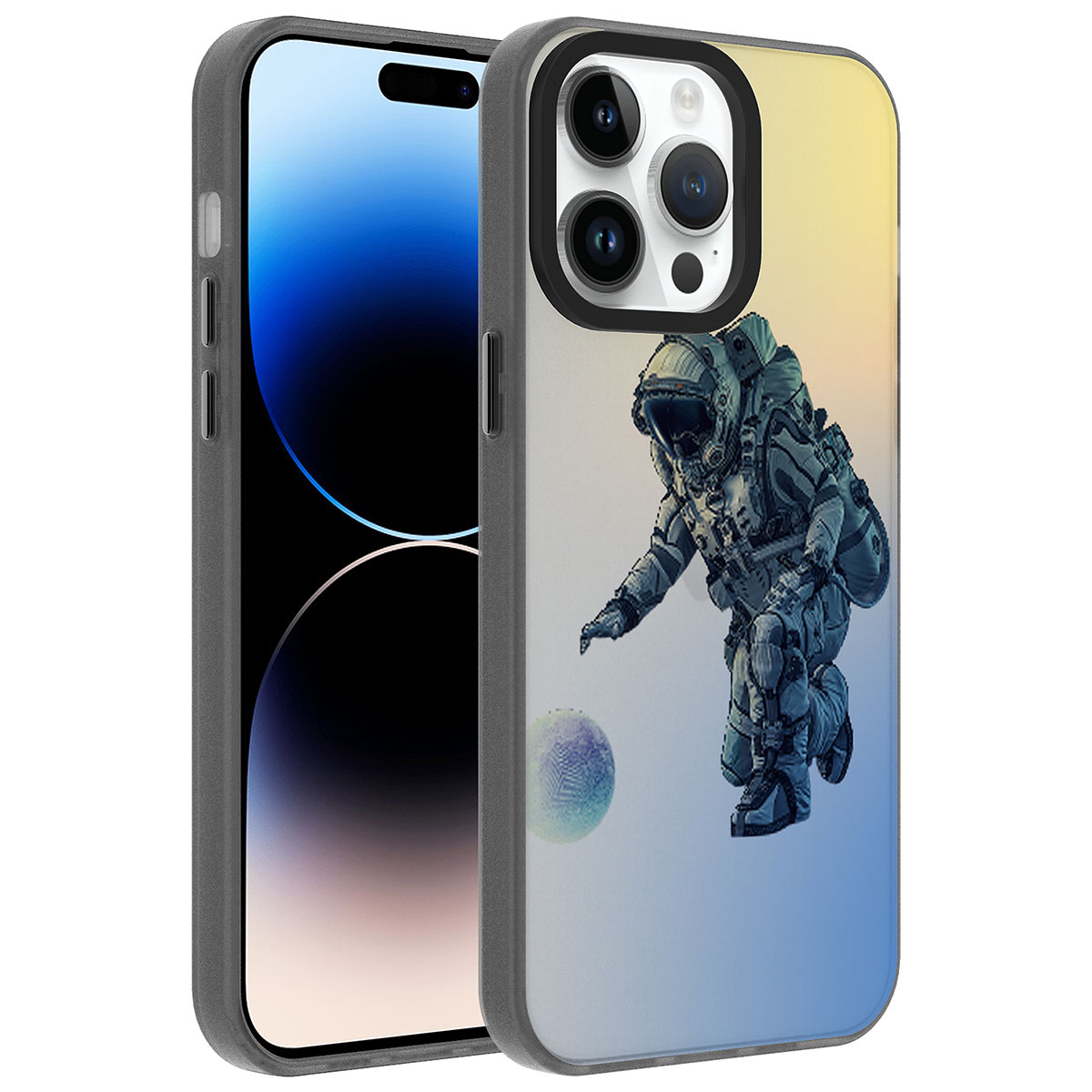Apple iPhone 14 Pro Max Kılıf Desenli Zore Dragon Sert Kapak - Astronot