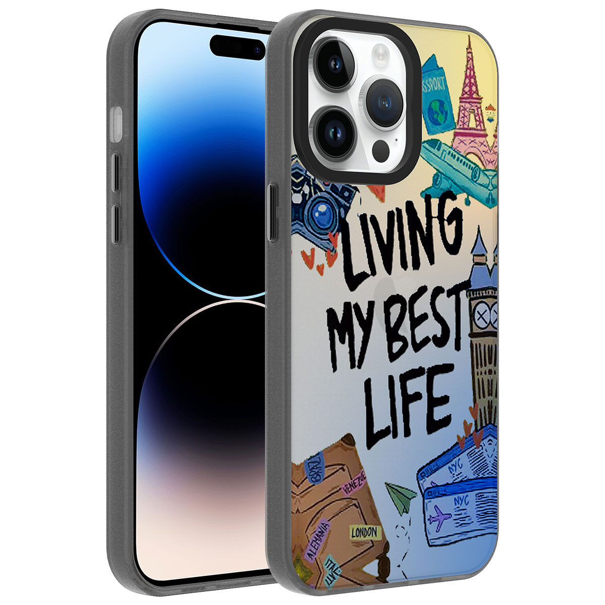Apple iPhone 14 Pro Max Kılıf Desenli Zore Dragon Sert Kapak - Seyahat