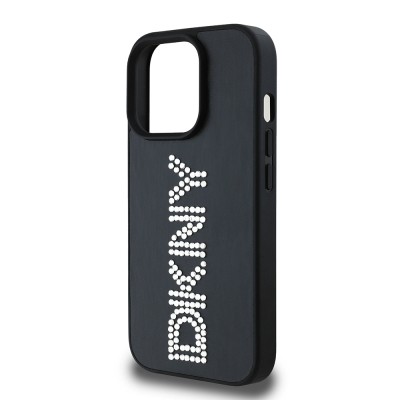 Apple iPhone 14 Pro Max Kılıf DKNY Orjinal Lisanslı Taşlı DKNY Yazılı Metalik Rhinestones PU Deri Kapak - 15