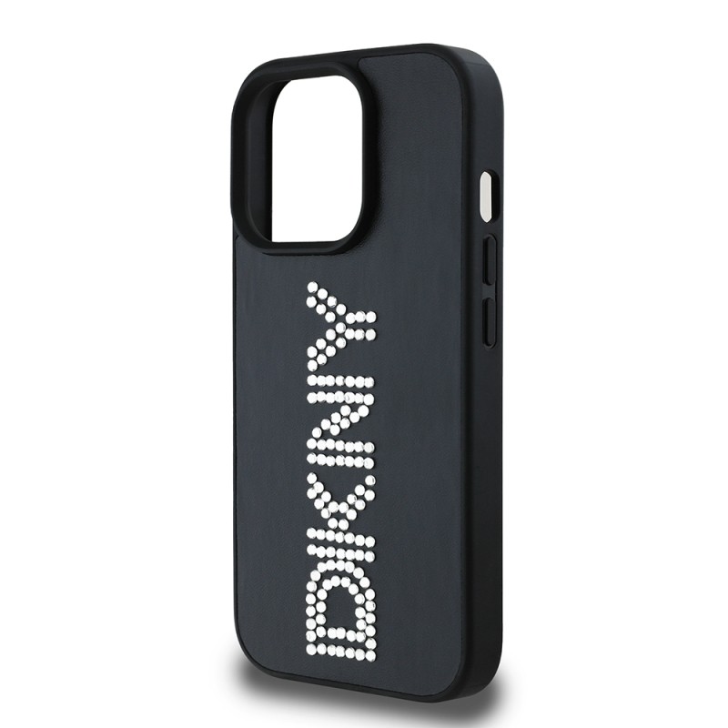 Apple iPhone 14 Pro Max Kılıf DKNY Orjinal Lisanslı Taşlı DKNY Yazılı Metalik Rhinestones PU Deri Kapak - 15