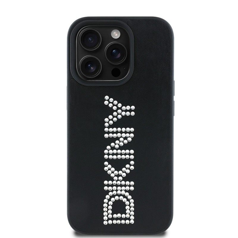Apple iPhone 14 Pro Max Kılıf DKNY Orjinal Lisanslı Taşlı DKNY Yazılı Metalik Rhinestones PU Deri Kapak - 3