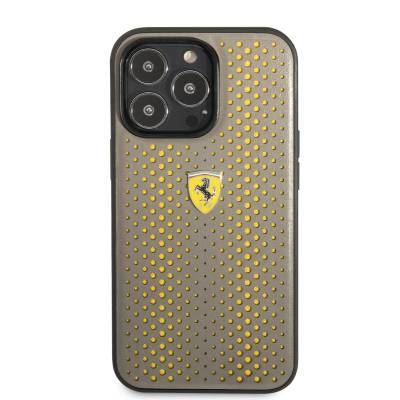 Apple iPhone 14 Pro Max Kılıf Ferrari Deri Sarı Noktalı Dizayn Kapak - 4