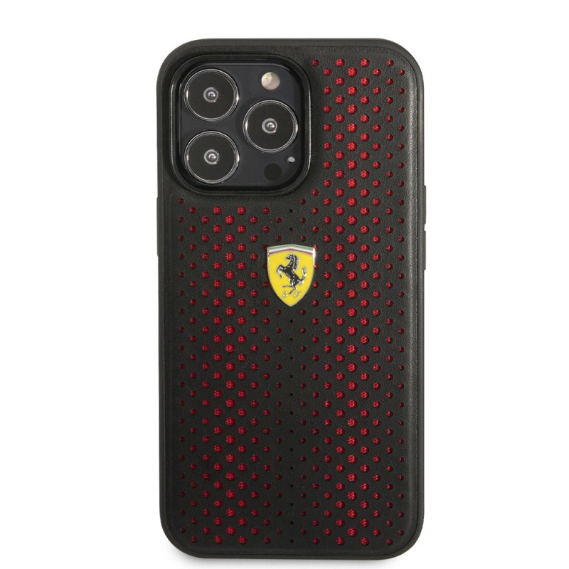 Apple iPhone 14 Pro Max Kılıf Ferrari Deri Sarı Noktalı Dizayn Kapak - 11