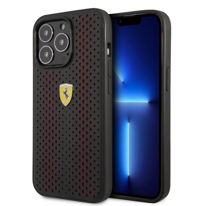 Apple iPhone 14 Pro Max Kılıf Ferrari Deri Sarı Noktalı Dizayn Kapak - 2
