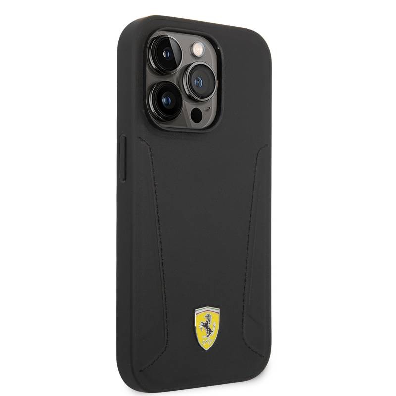 Apple iPhone 14 Pro Max Kılıf Ferrari M-safe Şarj Özellikli Deri Kenarları Damgalı Dizayn Kapak - 6