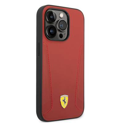 Apple iPhone 14 Pro Max Kılıf Ferrari M-safe Şarj Özellikli Deri Kenarları Damgalı Dizayn Kapak - 8