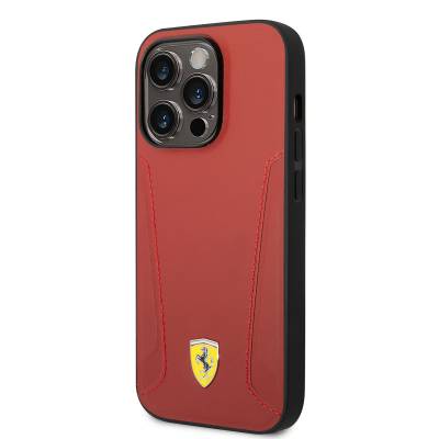 Apple iPhone 14 Pro Max Kılıf Ferrari M-safe Şarj Özellikli Deri Kenarları Damgalı Dizayn Kapak - 2