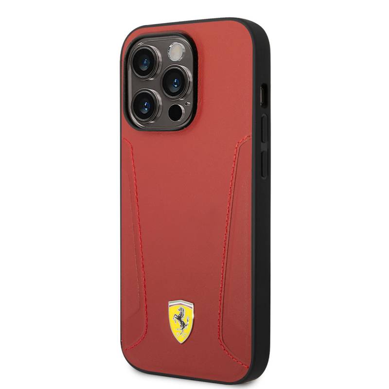 Apple iPhone 14 Pro Max Kılıf Ferrari M-safe Şarj Özellikli Deri Kenarları Damgalı Dizayn Kapak - 2