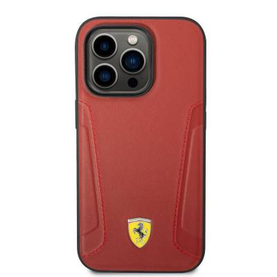 Apple iPhone 14 Pro Max Kılıf Ferrari M-safe Şarj Özellikli Deri Kenarları Damgalı Dizayn Kapak - 3