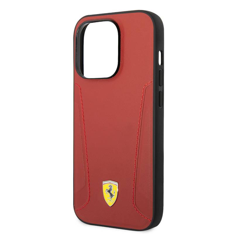 Apple iPhone 14 Pro Max Kılıf Ferrari M-safe Şarj Özellikli Deri Kenarları Damgalı Dizayn Kapak - 5