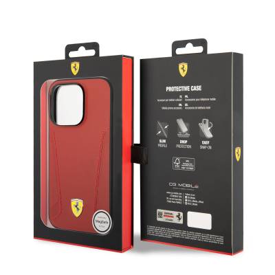 Apple iPhone 14 Pro Max Kılıf Ferrari M-safe Şarj Özellikli Deri Kenarları Damgalı Dizayn Kapak - 9