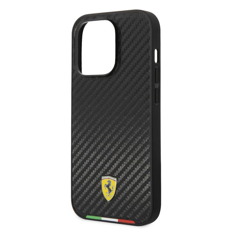 Apple iPhone 14 Pro Max Kılıf Ferrari M-safe Şarj Özellikli Karbon İtalyan Bayrak Dizayn Kapak - 2